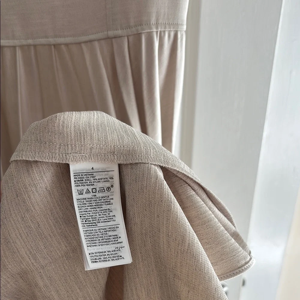 Banana Republic Ness Pleated Satin Midi Dress Size 4 Cream - Picture 14 of 14